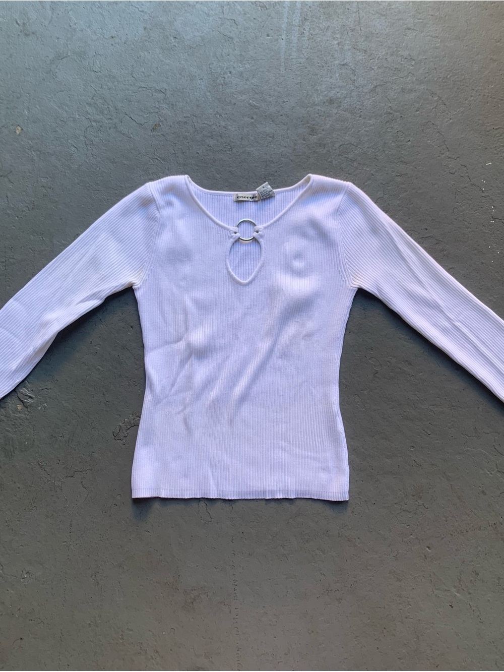 Energie white Ribbed Long-Sleeve Top